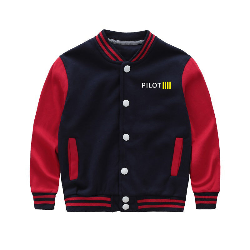Pilot & Stripes (4 Lines) Designed "CHILDREN" Baseball Jackets