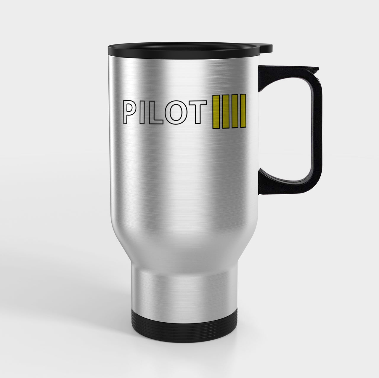 Pilot & Stripes (4 Lines) Designed Travel Mugs (With Holder)