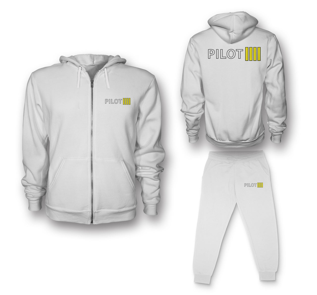 Pilot & Stripes (4 Lines) Designed Zipped Hoodies & Sweatpants Set