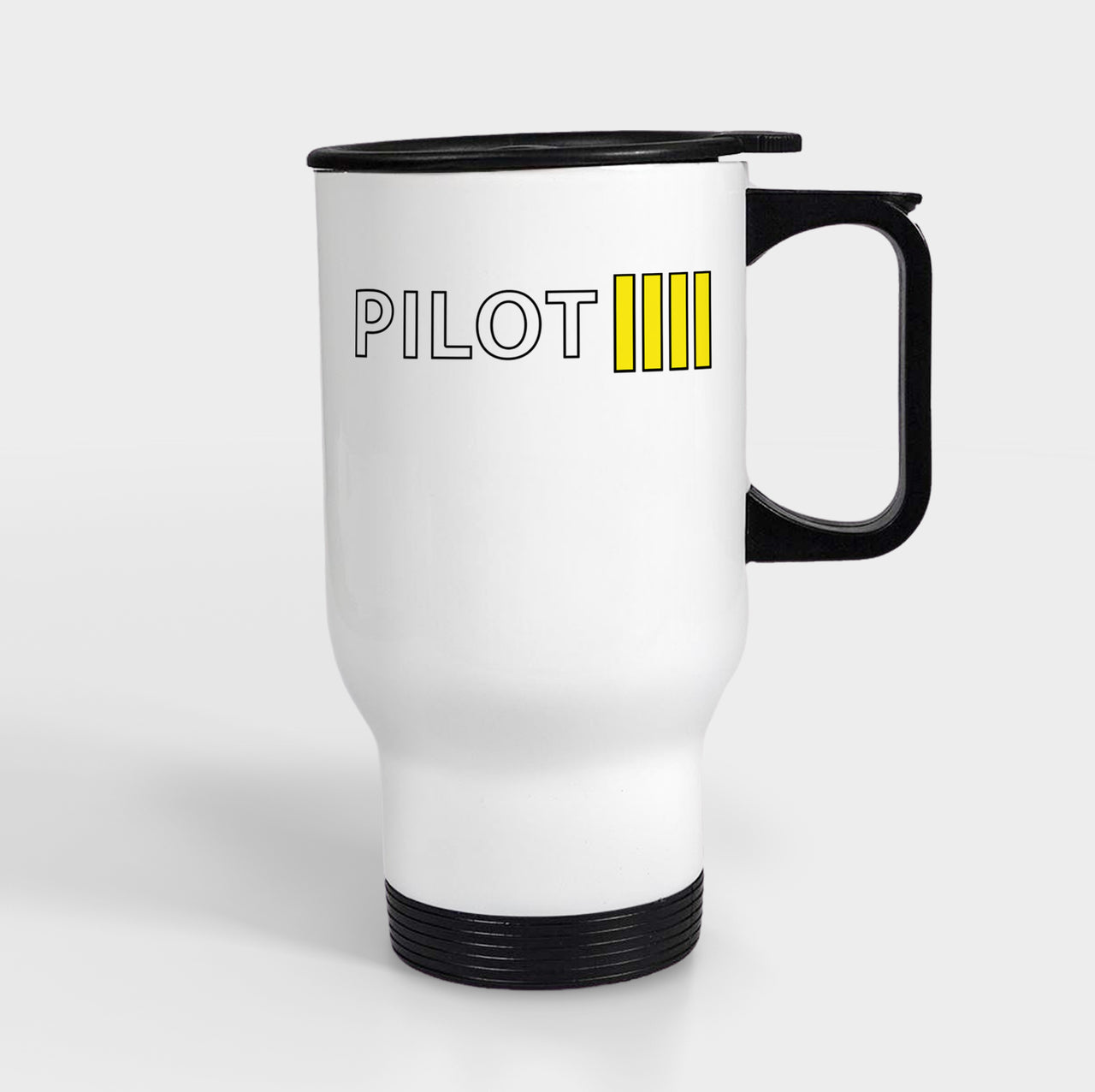 Pilot & Stripes (4 Lines) Designed Travel Mugs (With Holder)