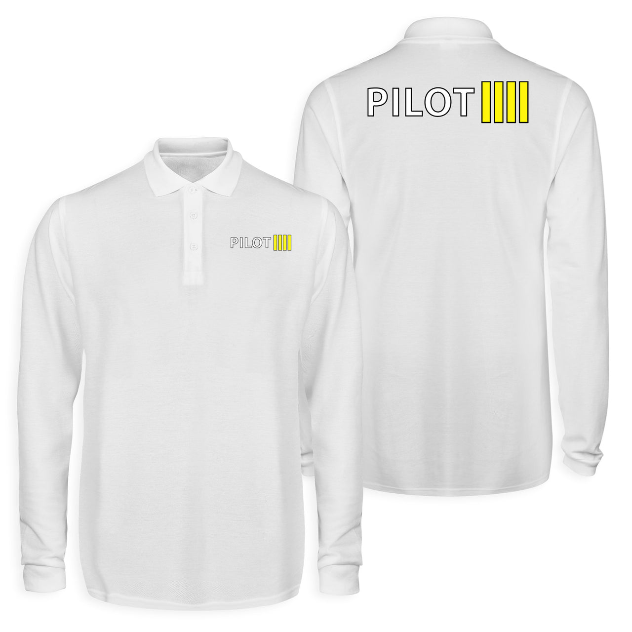 Pilot & Stripes (4 Lines) Designed Long Sleeve Polo T-Shirts (Double-Side)