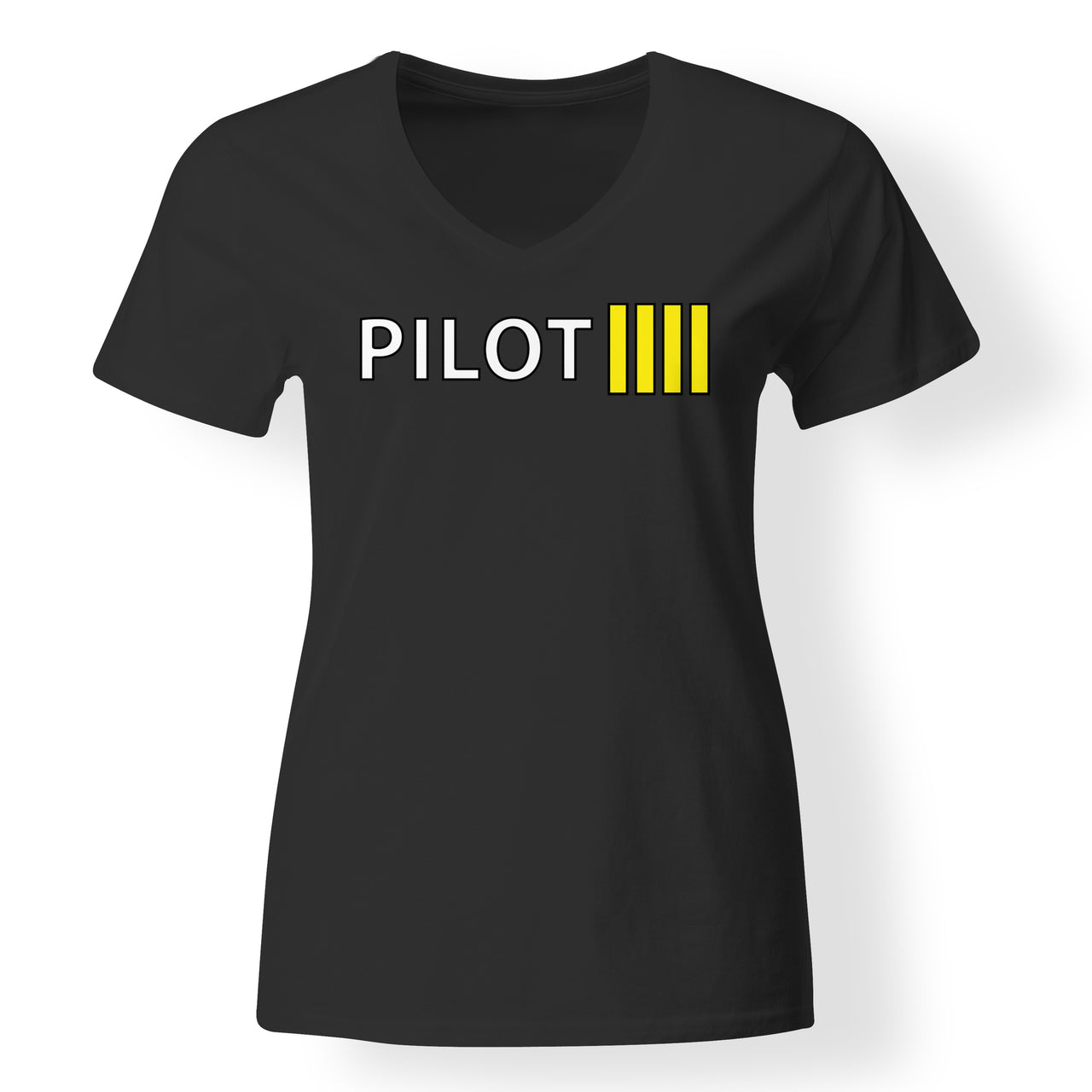 Pilot & Stripes (4 Lines) Designed V-Neck T-Shirts