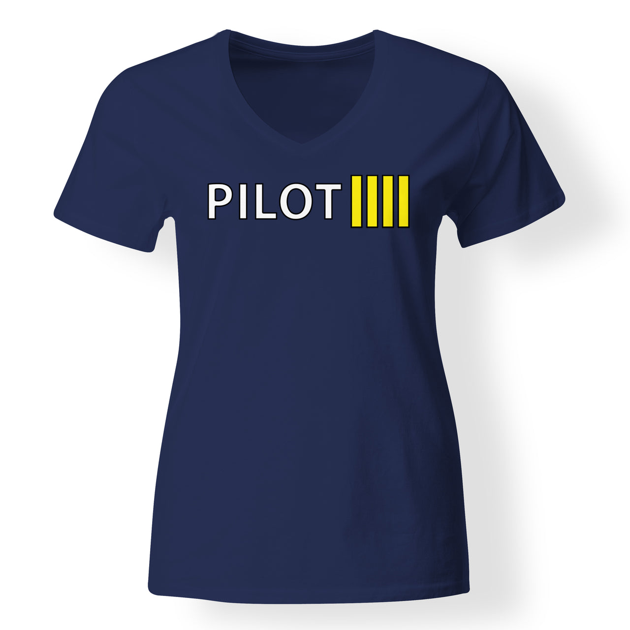 Pilot & Stripes (4 Lines) Designed V-Neck T-Shirts