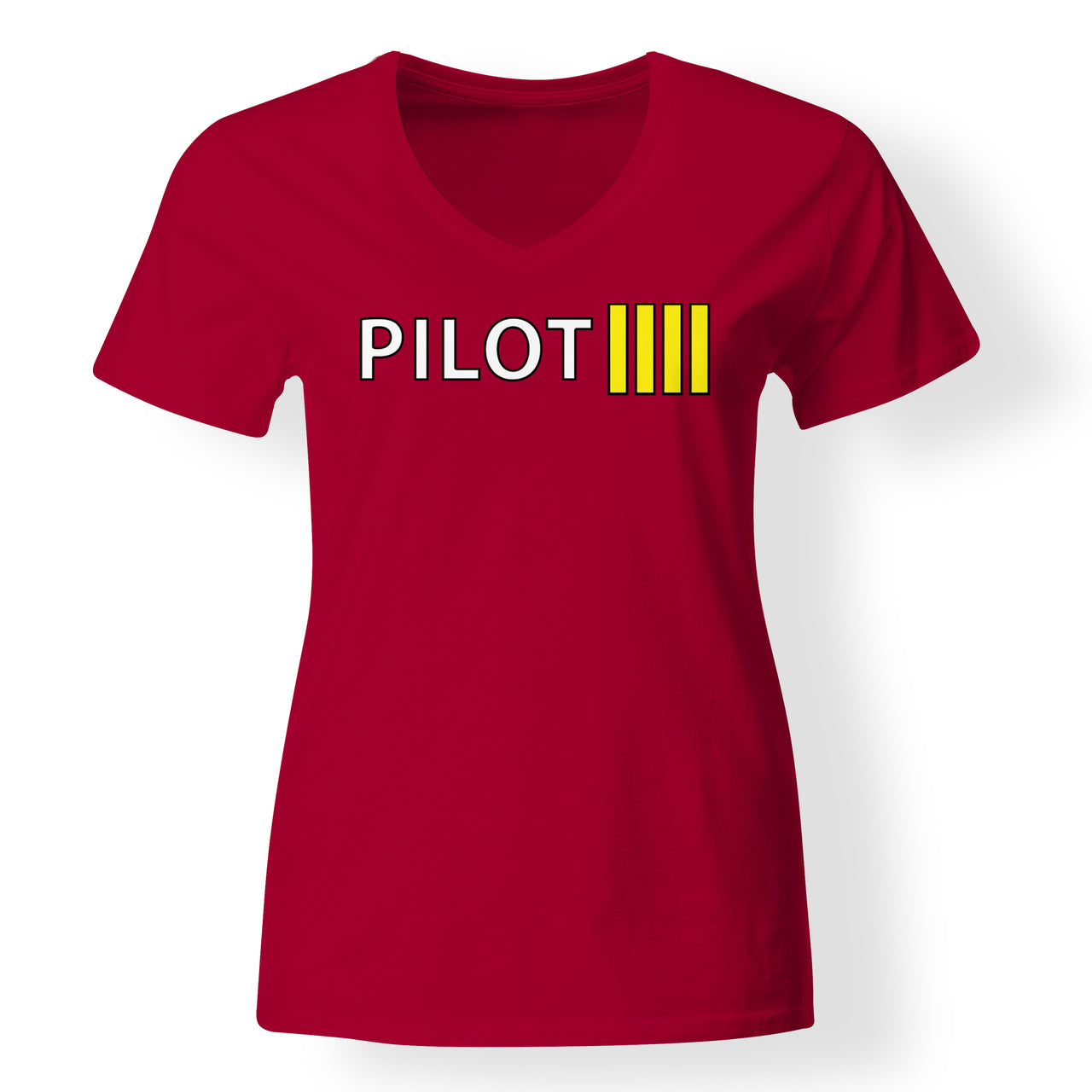 Pilot & Stripes (4 Lines) Designed V-Neck T-Shirts