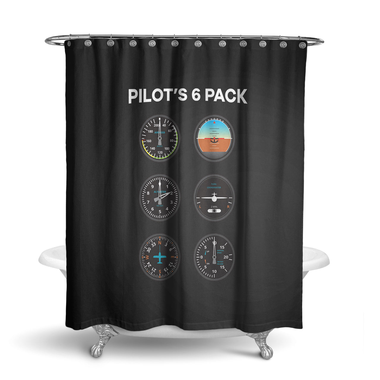 Pilot's 6 Pack Designed Shower Curtains