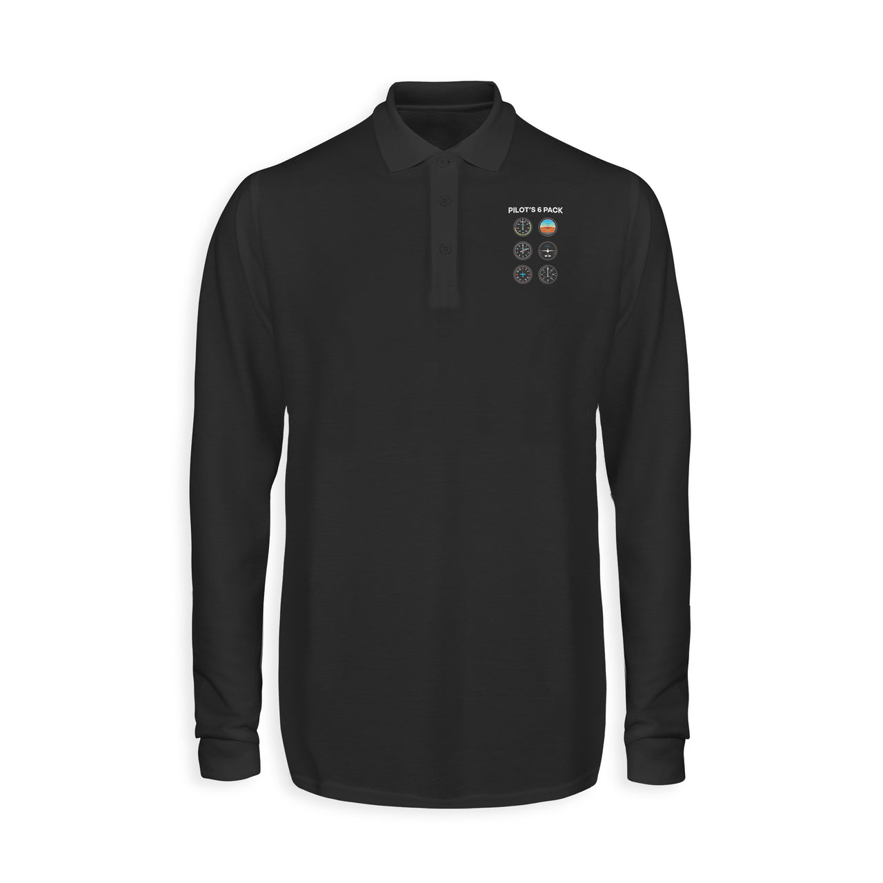 Pilot's 6 Pack Designed Long Sleeve Polo T-Shirts
