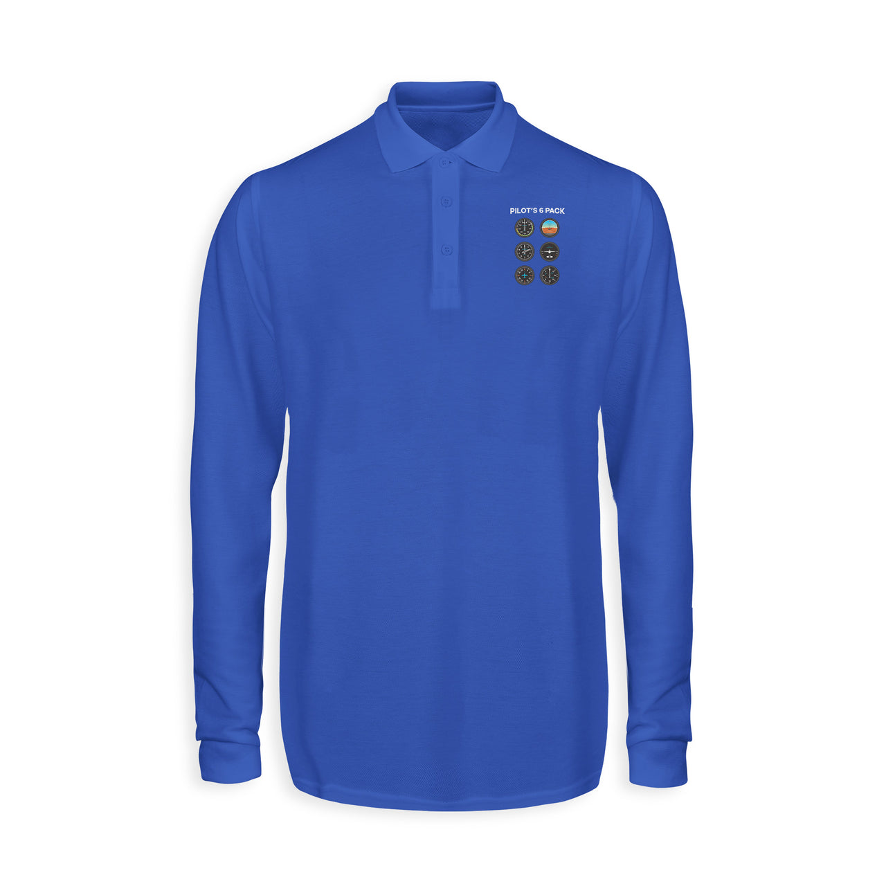 Pilot's 6 Pack Designed Long Sleeve Polo T-Shirts