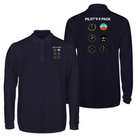 Thumbnail for Pilot's 6 Pack Designed Long Sleeve Polo T-Shirts (Double-Side)
