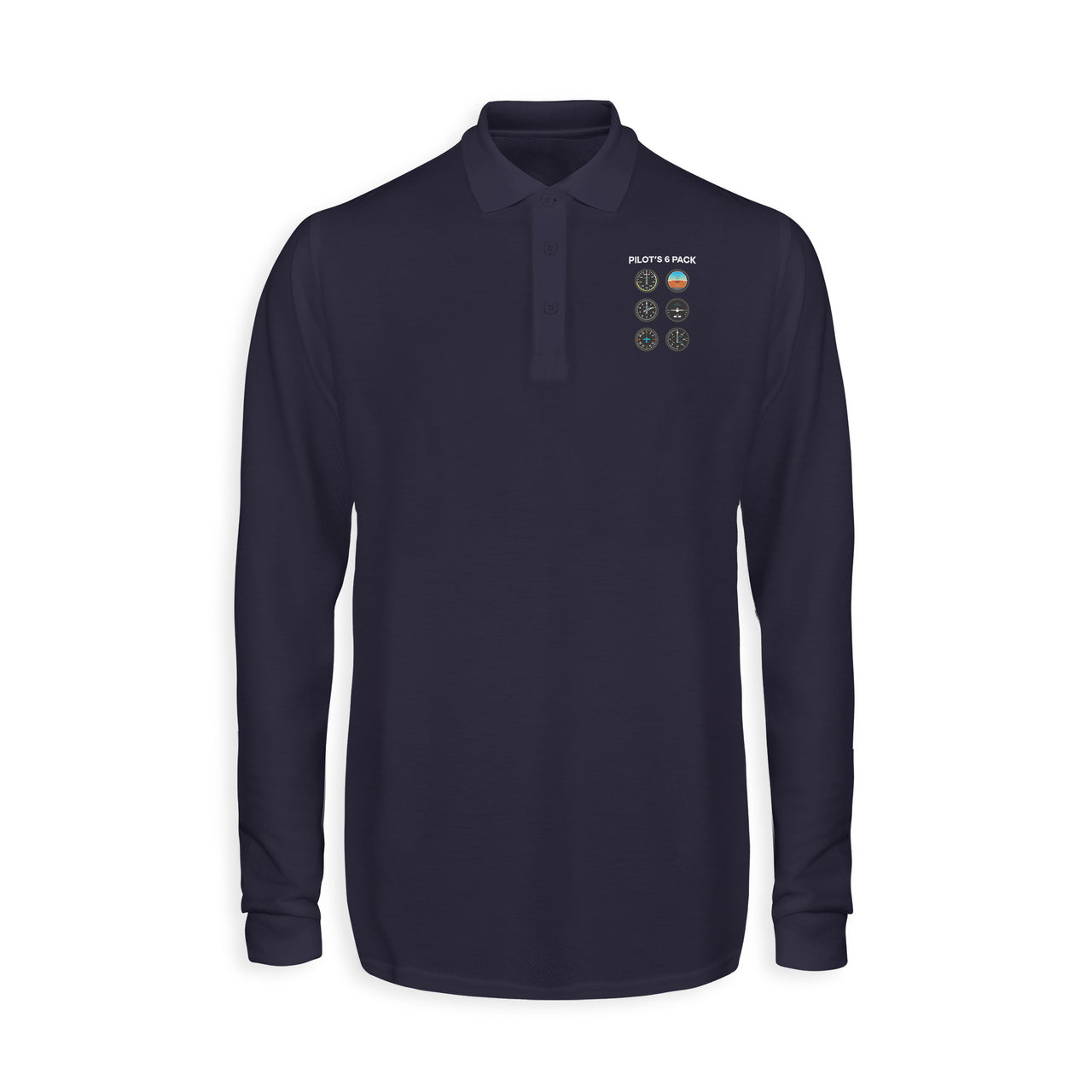 Pilot's 6 Pack Designed Long Sleeve Polo T-Shirts