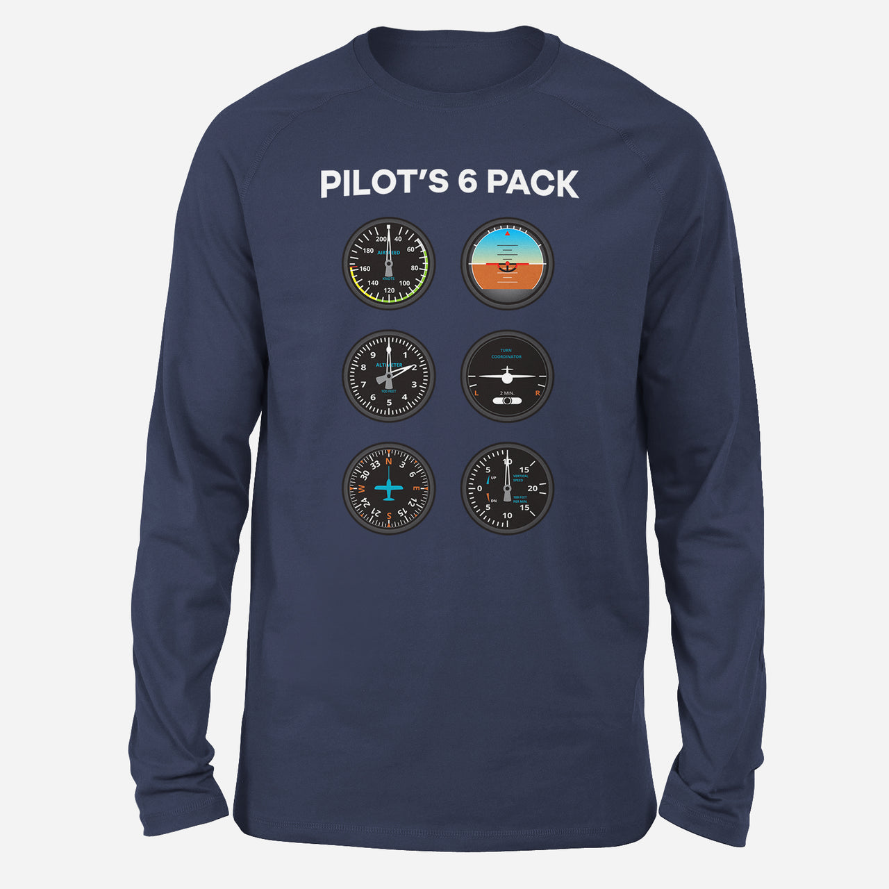 Pilot's 6 Pack Designed Long-Sleeve T-Shirts