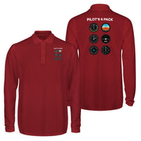 Thumbnail for Pilot's 6 Pack Designed Long Sleeve Polo T-Shirts (Double-Side)