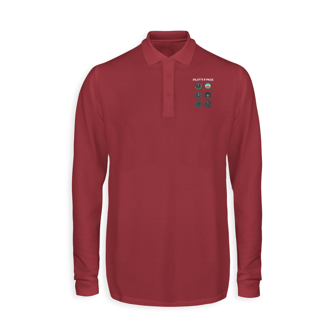 Pilot's 6 Pack Designed Long Sleeve Polo T-Shirts