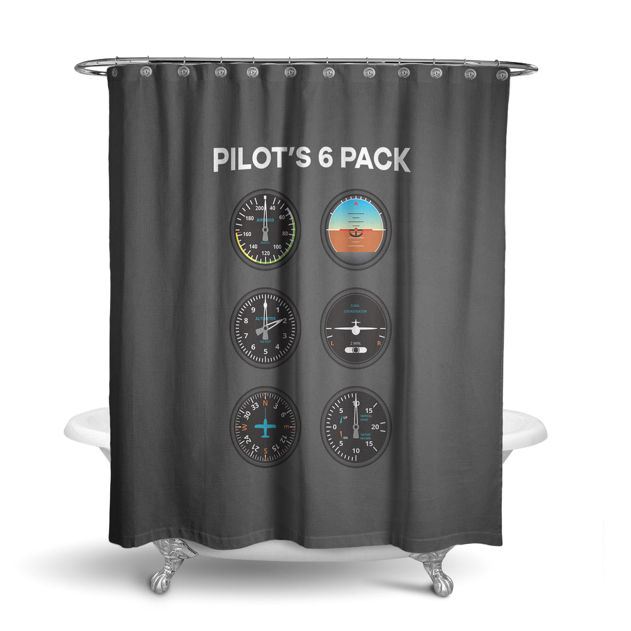 Pilot's 6 Pack Designed Shower Curtains