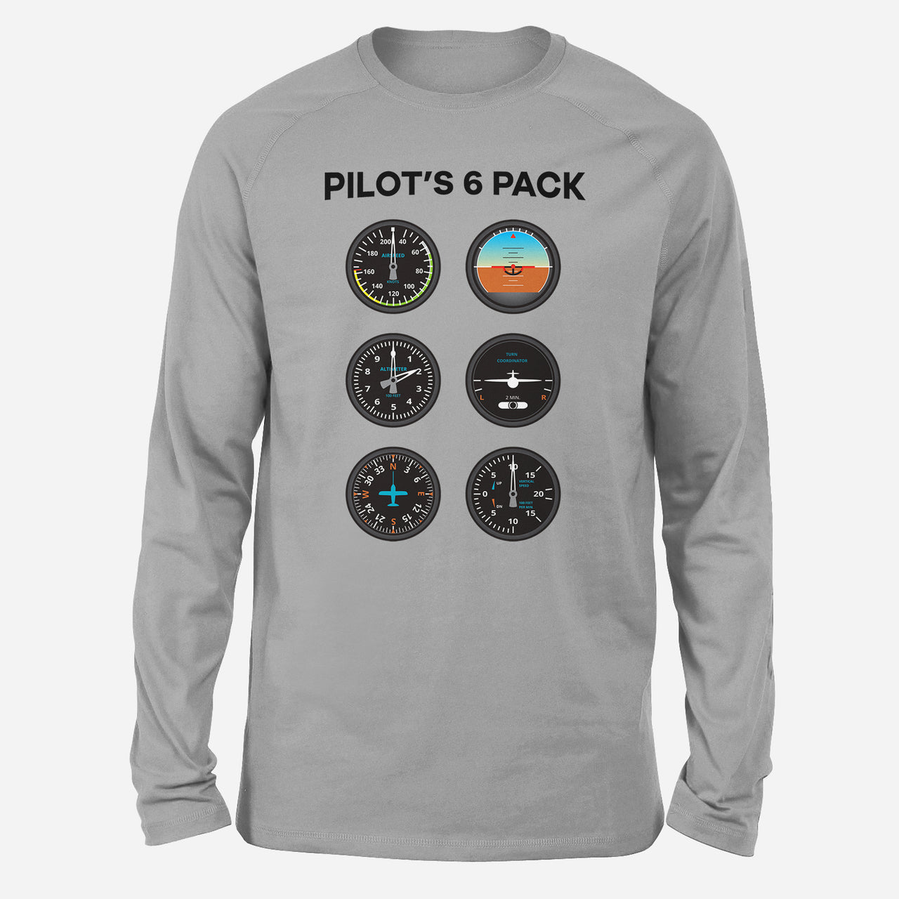 Pilot's 6 Pack Designed Long-Sleeve T-Shirts
