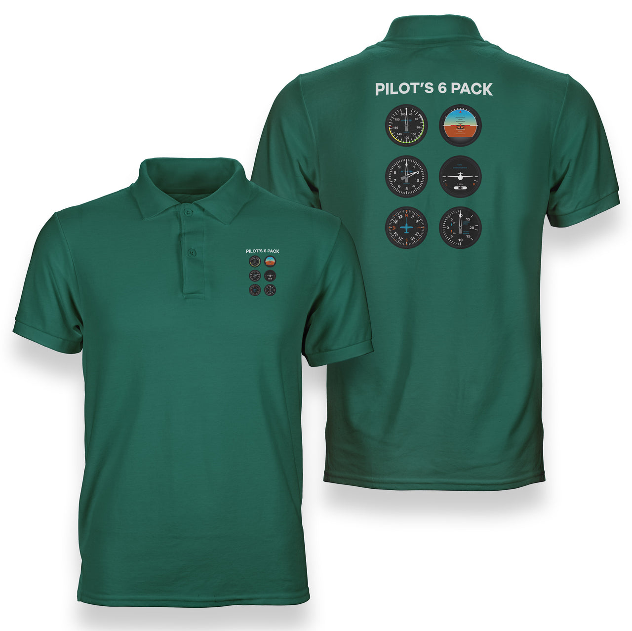 Pilot's 6 Pack Designed Double Side Polo T-Shirts