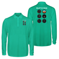 Thumbnail for Pilot's 6 Pack Designed Long Sleeve Polo T-Shirts (Double-Side)