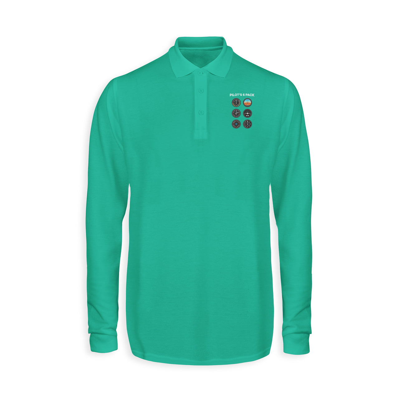 Pilot's 6 Pack Designed Long Sleeve Polo T-Shirts