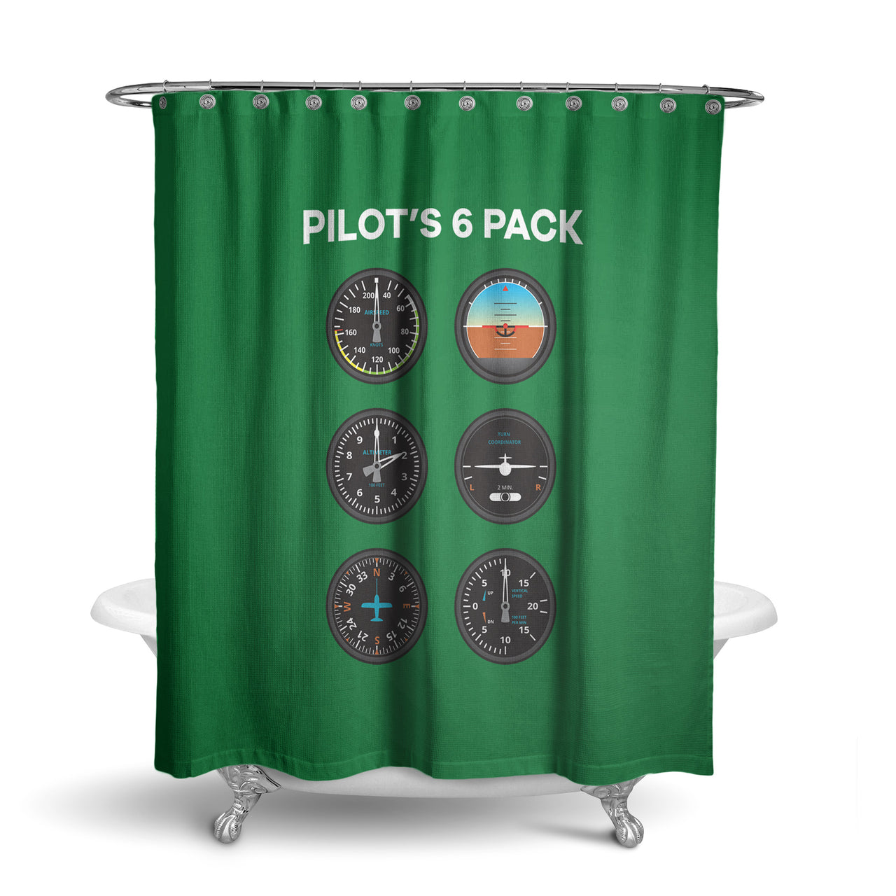 Pilot's 6 Pack Designed Shower Curtains