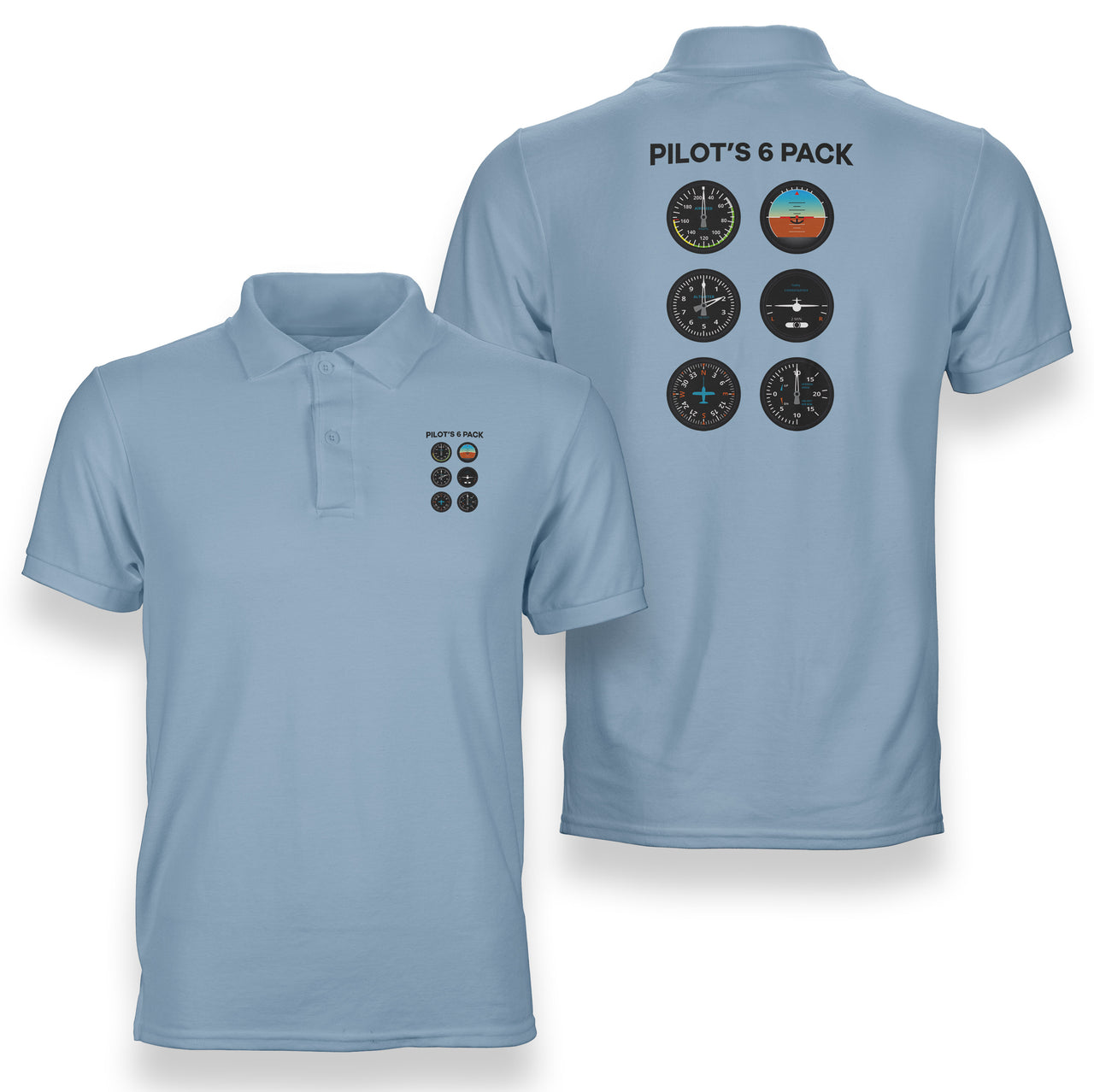 Pilot's 6 Pack Designed Double Side Polo T-Shirts