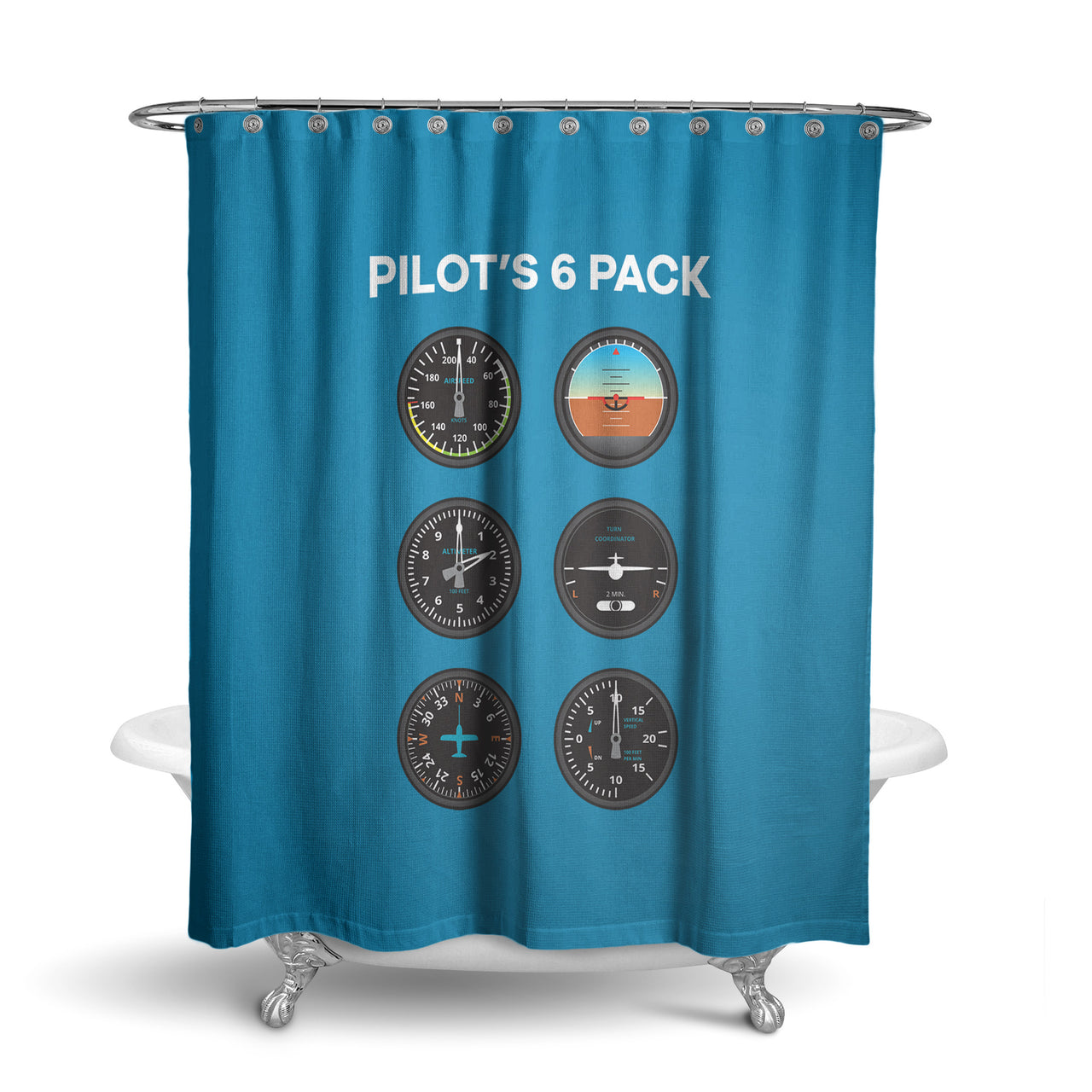 Pilot's 6 Pack Designed Shower Curtains