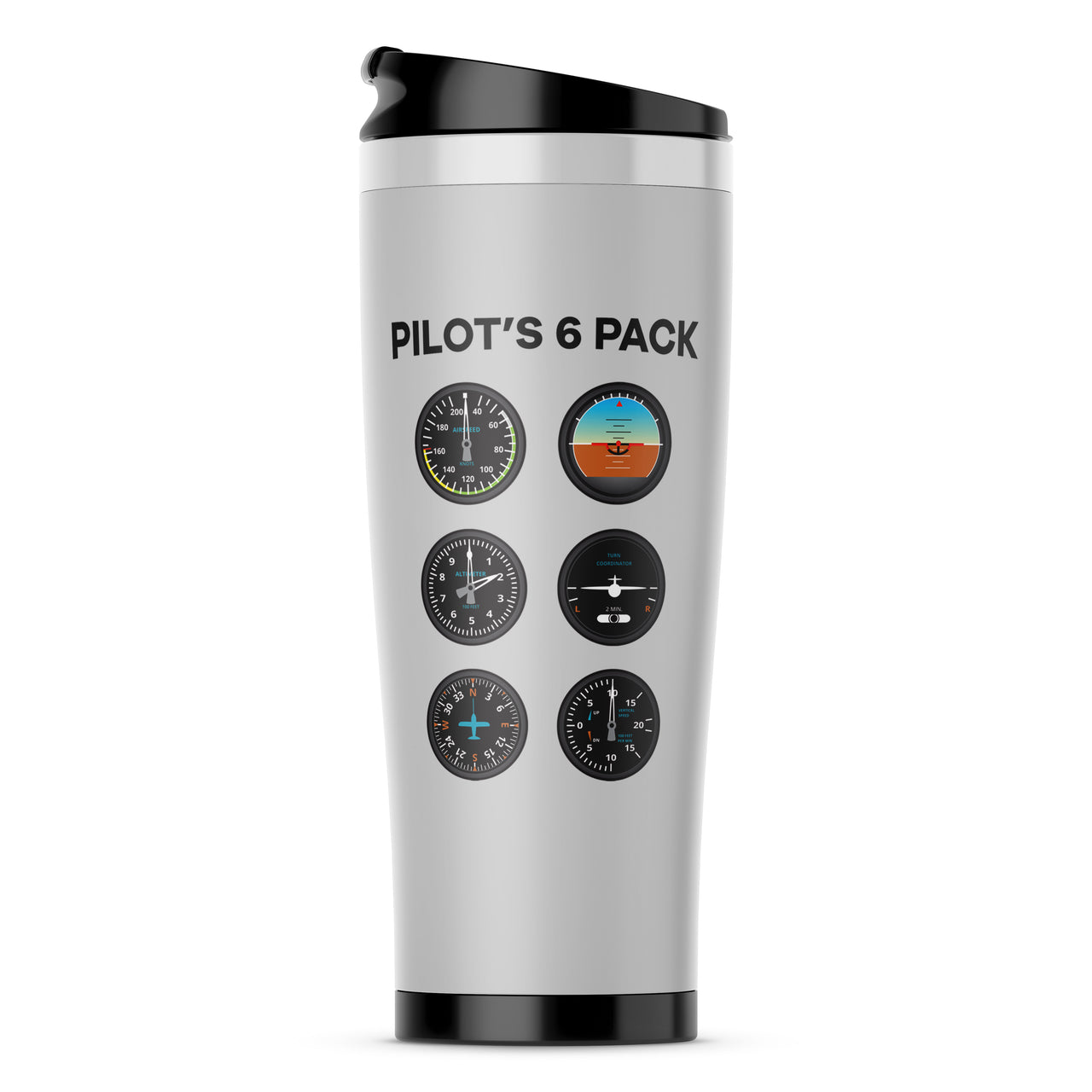 Pilot's 6 Pack Designed Travel Mugs
