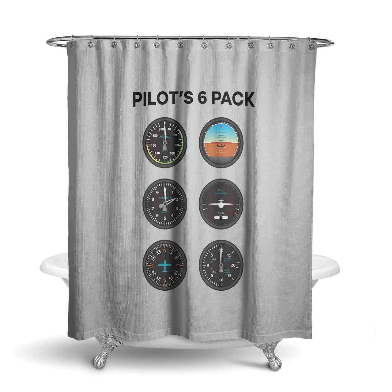 Pilot's 6 Pack Designed Shower Curtains