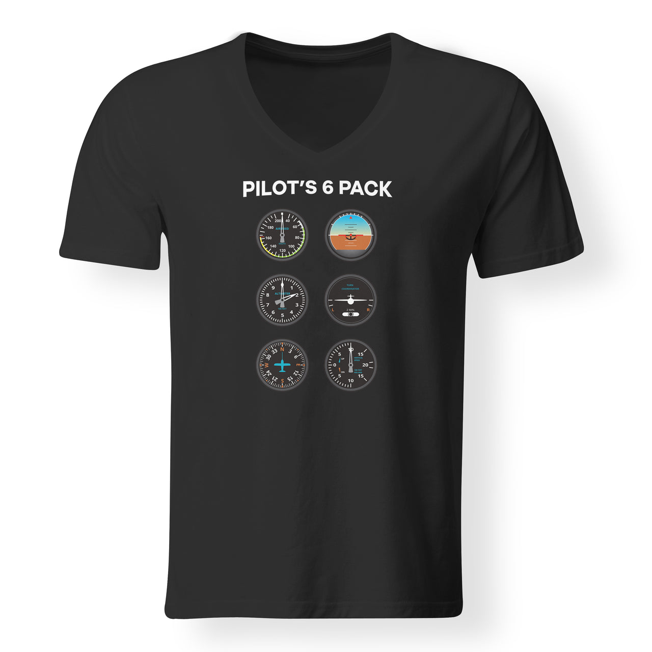 Pilot's 6 Pack Designed V-Neck T-Shirts