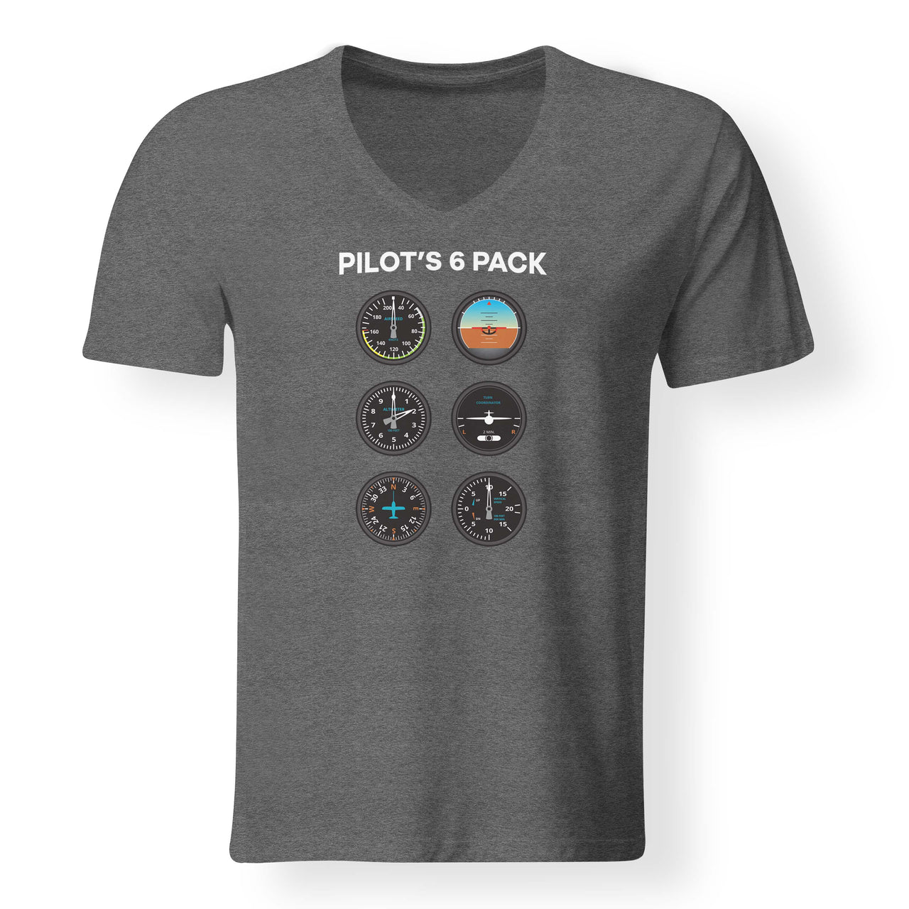 Pilot's 6 Pack Designed V-Neck T-Shirts