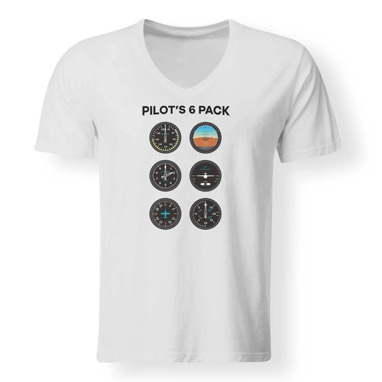 Pilot's 6 Pack Designed V-Neck T-Shirts
