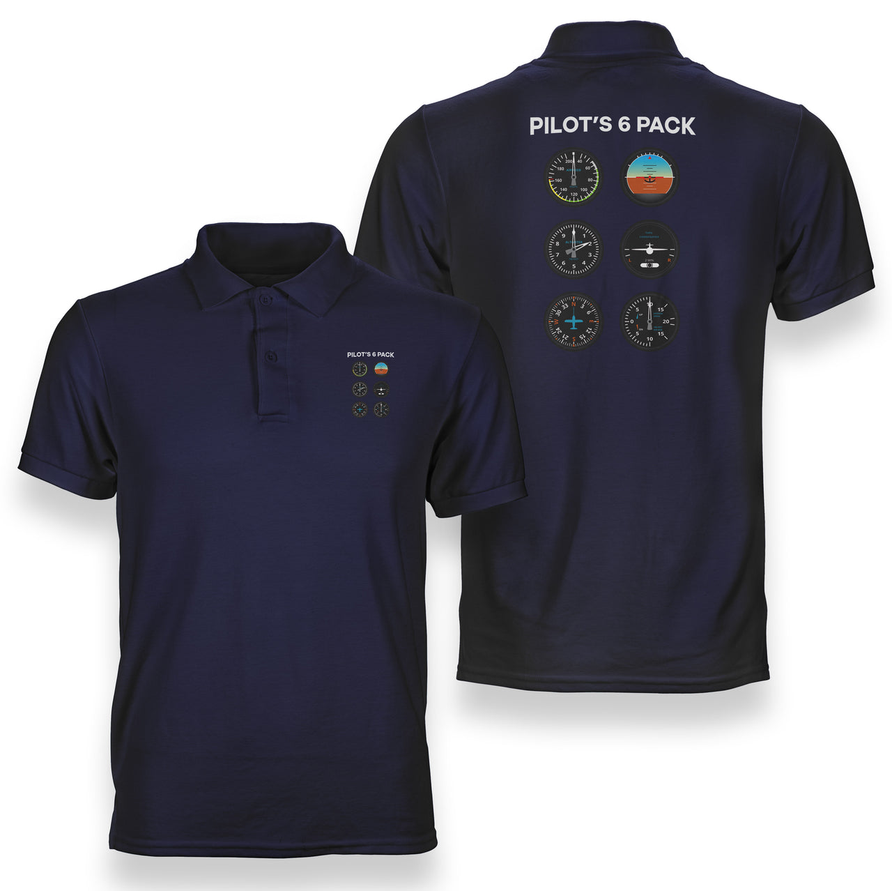 Pilot's 6 Pack Designed Double Side Polo T-Shirts