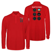 Thumbnail for Pilot's 6 Pack Designed Long Sleeve Polo T-Shirts (Double-Side)