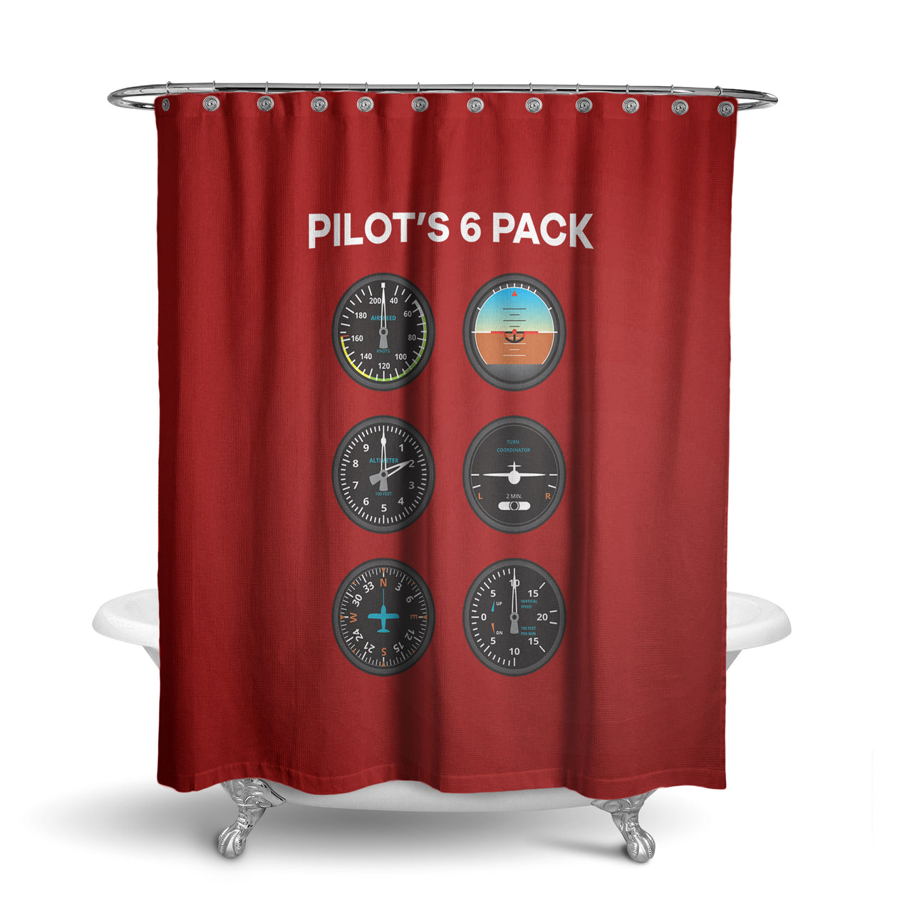 Pilot's 6 Pack Designed Shower Curtains