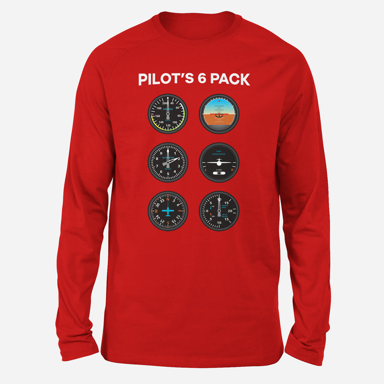 Pilot's 6 Pack Designed Long-Sleeve T-Shirts