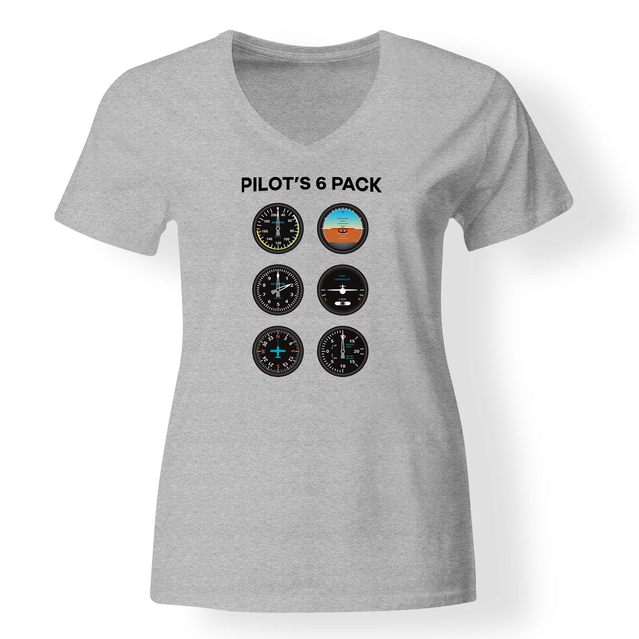 Pilot's 6 Pack Designed V-Neck T-Shirts
