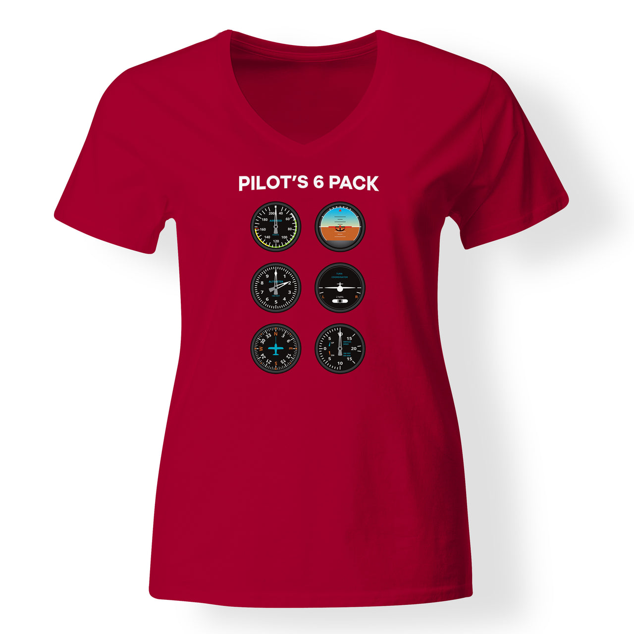 Pilot's 6 Pack Designed V-Neck T-Shirts