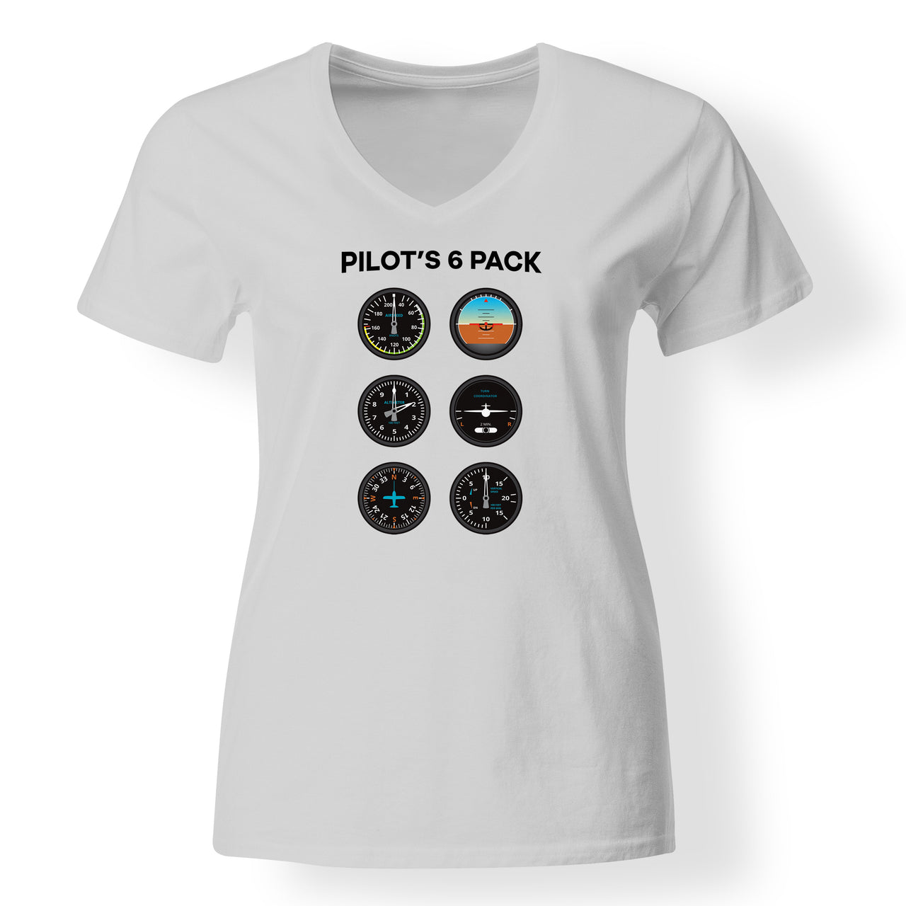 Pilot's 6 Pack Designed V-Neck T-Shirts