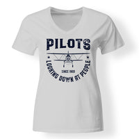 Thumbnail for Pilots Looking Down at People Since 1903 Designed V-Neck T-Shirts