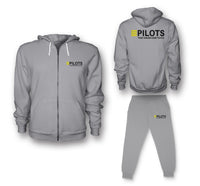 Thumbnail for Pilots They Know How To Fly Designed Zipped Hoodies & Sweatpants Set