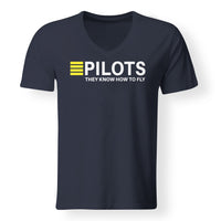 Thumbnail for Pilots They Know How To Fly Designed V-Neck T-Shirts