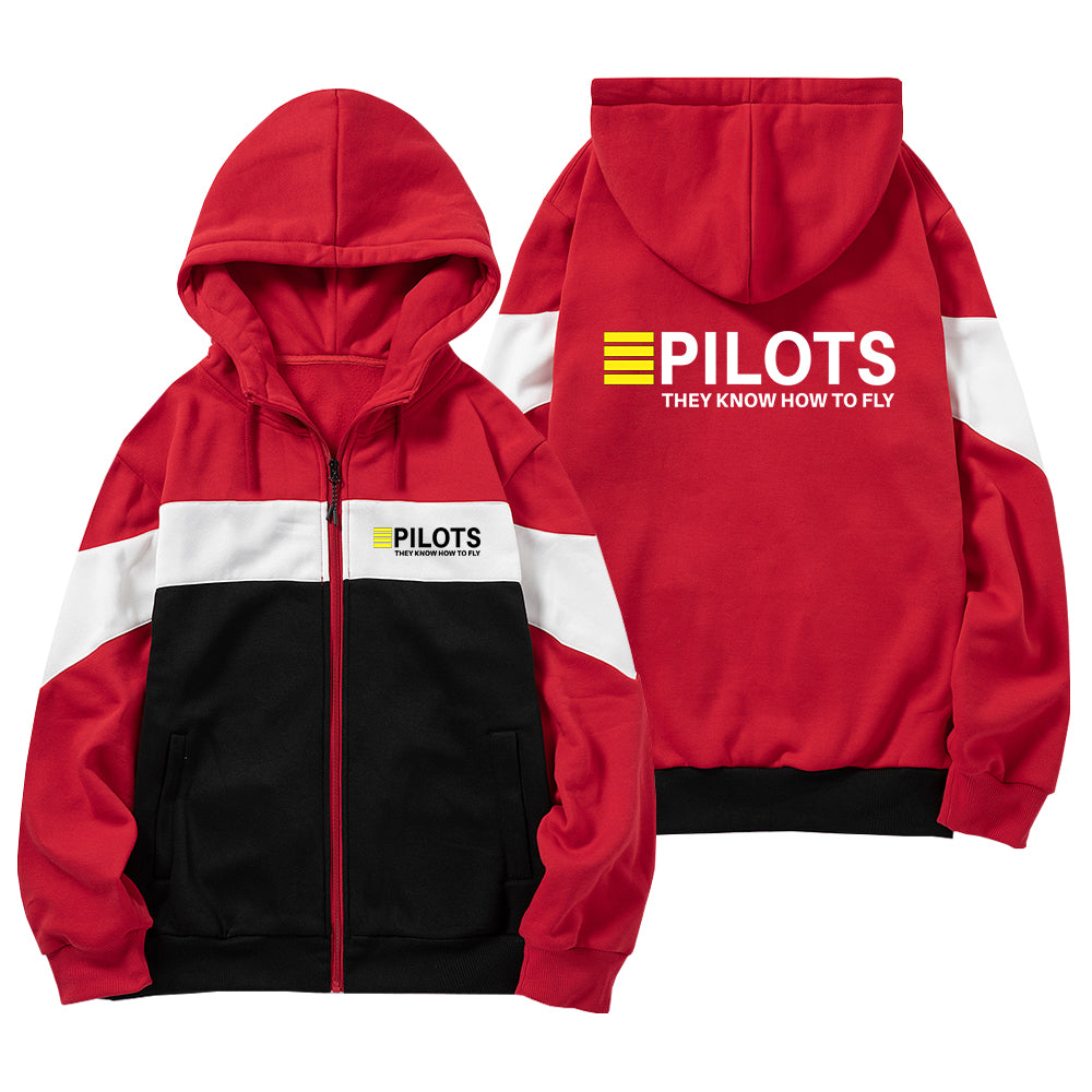 Pilots They Know How To Fly Designed Colourful Zipped Hoodies