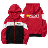 Thumbnail for Pilots They Know How To Fly Designed Colourful Zipped Hoodies