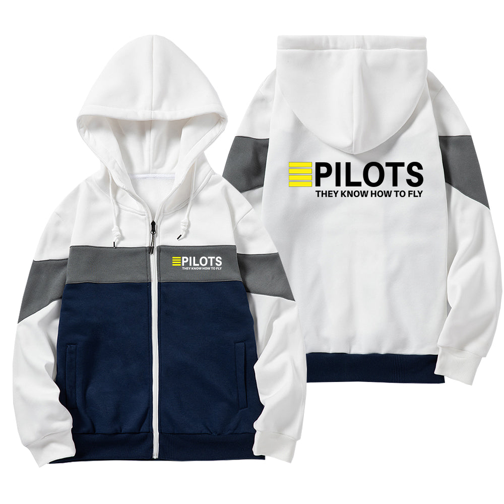 Pilots They Know How To Fly Designed Colourful Zipped Hoodies