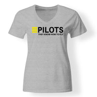 Thumbnail for Pilots They Know How To Fly Designed V-Neck T-Shirts