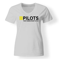 Thumbnail for Pilots They Know How To Fly Designed V-Neck T-Shirts