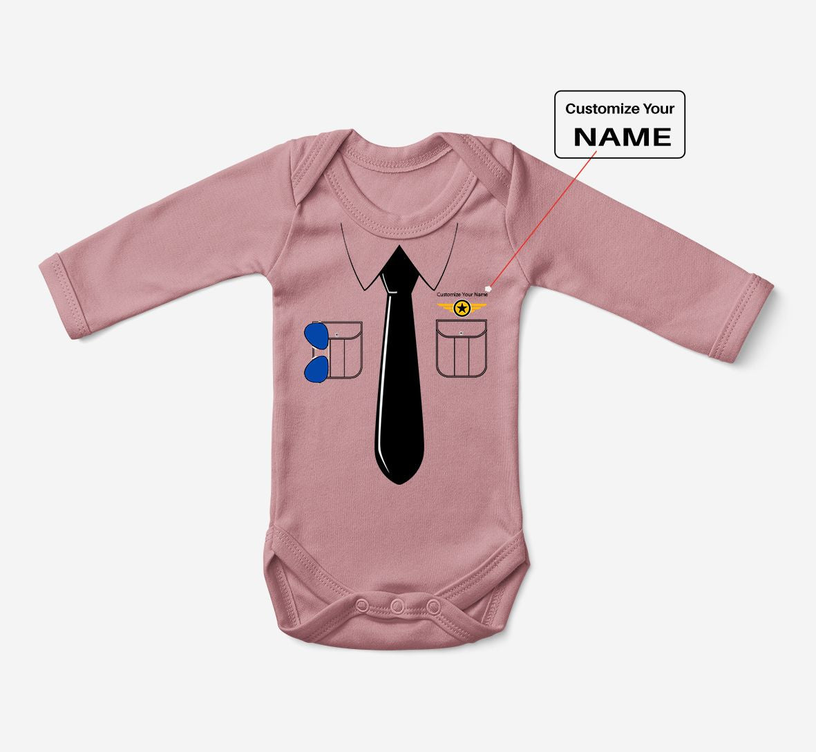 Customizable Pilot Uniform Designed Baby Bodysuits