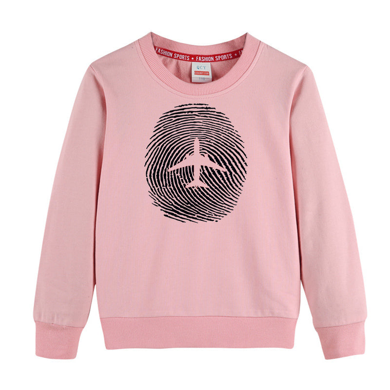 Aviation Finger Print Designed "CHILDREN" Sweatshirts
