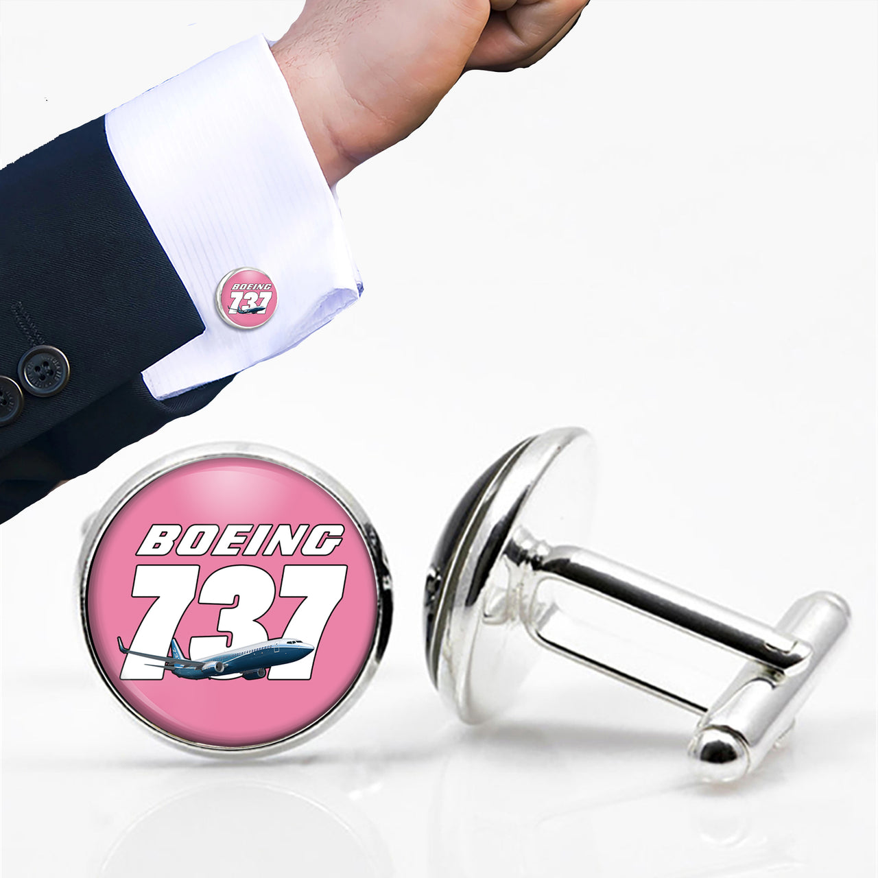 Super Boeing 737+Text Designed Cuff Links