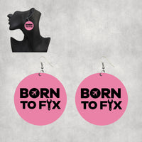 Thumbnail for Born To Fix Airplanes Designed Wooden Drop Earrings