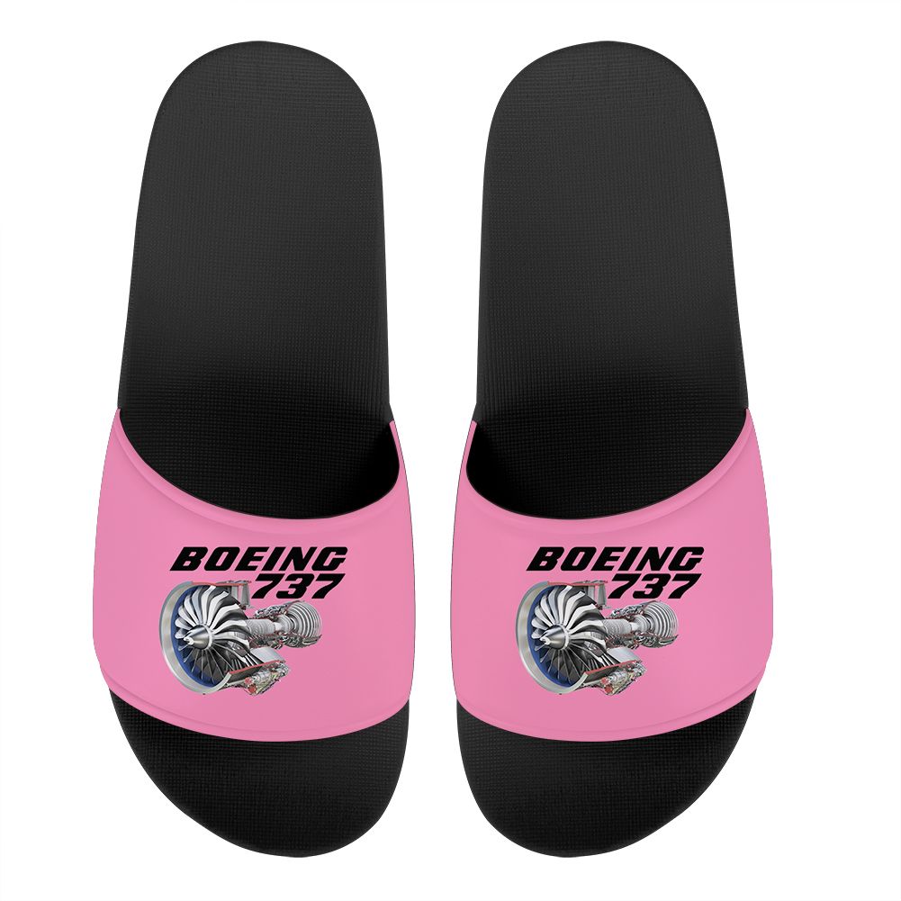 Boeing 737+Text & CFM LEAP-1 Engine Designed Sport Slippers
