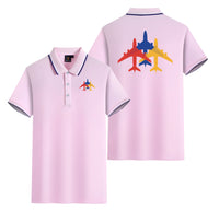 Thumbnail for Colourful 3 Airplanes Designed Stylish Polo T-Shirts (Double-Side)
